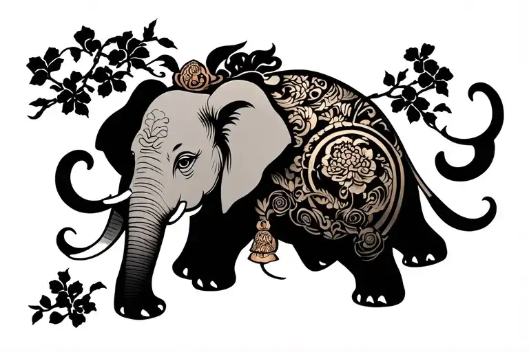 Sak Yant Tattoo With Elephant