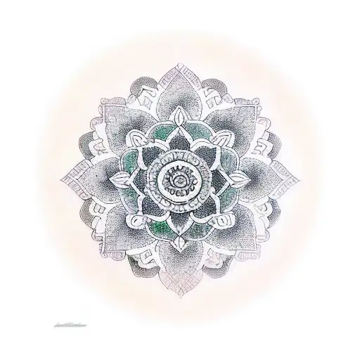 Lotus Mandala With Linear Elements