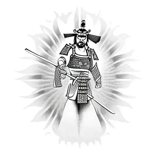 Samurai With The Sun Behind Him