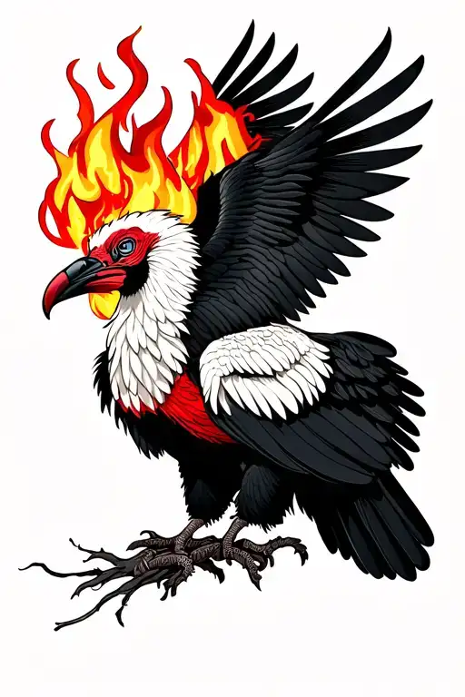 Traditional Design Of The Andean Condor With Fire