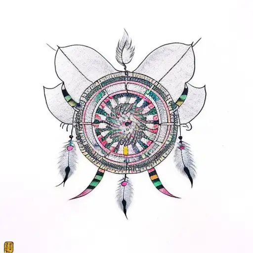 Cute Cat Dream Catcher Small Colored