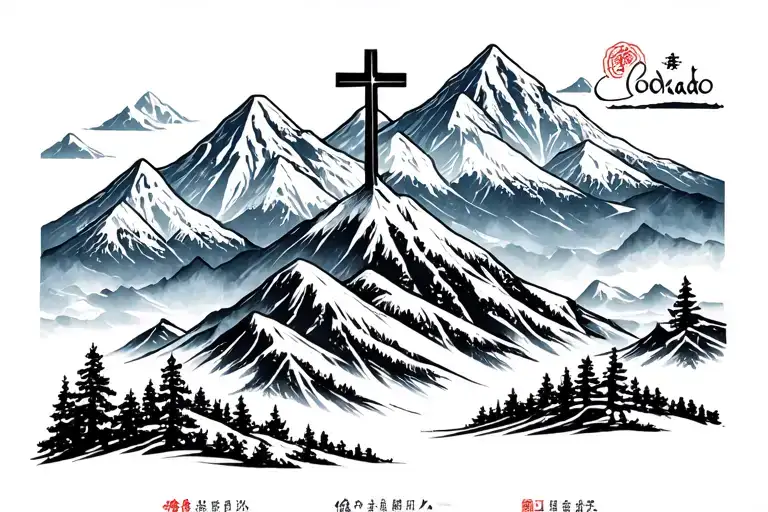 Colorado Mountains And A Cross