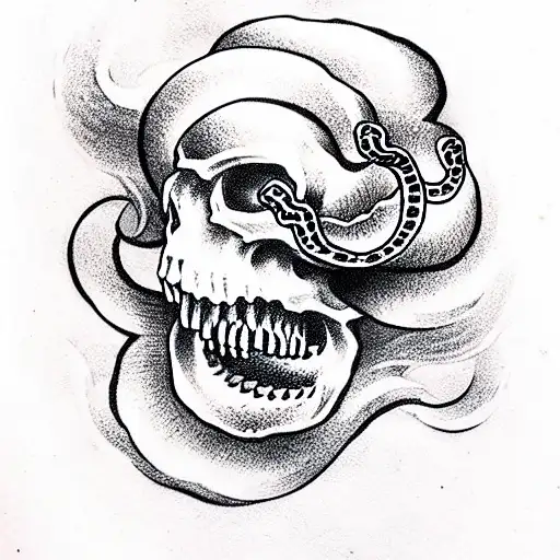 Snake Wrapped Around A Skull