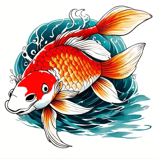 Bright Red And Orange Koi Fish