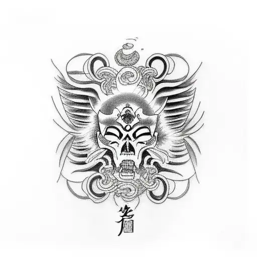 Thin But Long Tattoo Consisting Of Chains And Lines Representing The Dark Angel