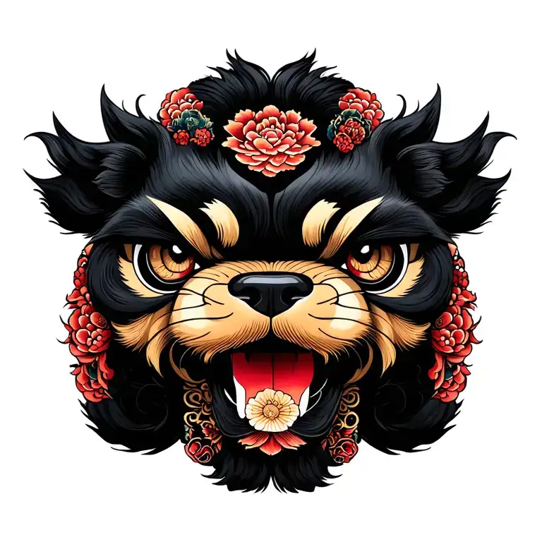 Japanese Fu Dog Dot Work