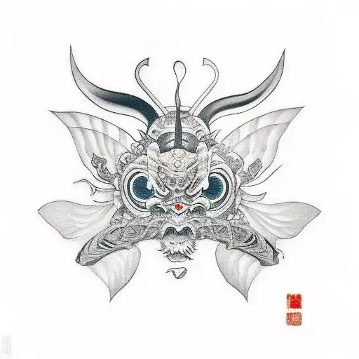 Moth With Oni Mask