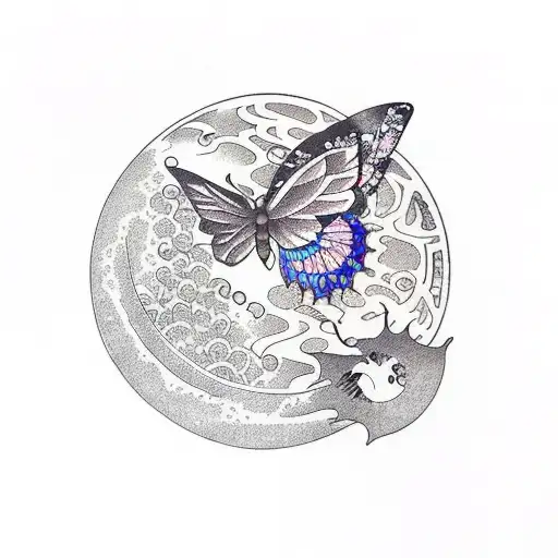 Ink Pen With Moon And Butterfly