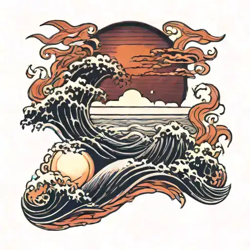 Red And Orange Sunset With Flames