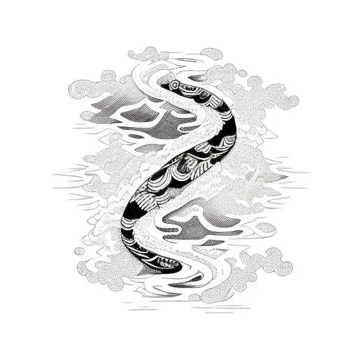 Black And White Comic-style Illustration Of Stepping Stones Across A River Or A Challenging Terr