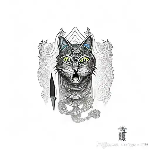 Fantasy Dagger With A Metal Cat Head For The Hilt