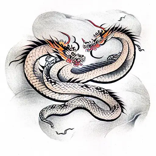 Asian Dragon And Snake