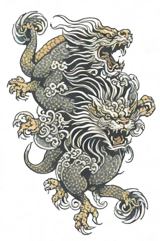 Half Lion Half Dragon Flying