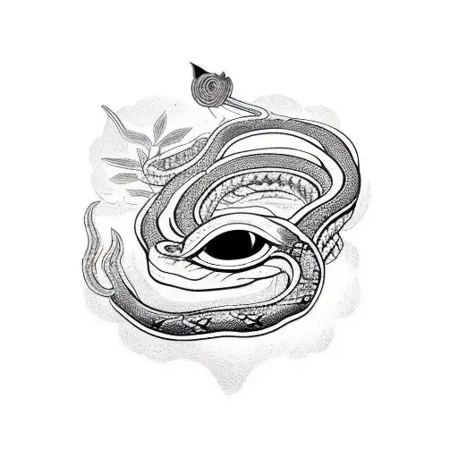 Street That Merges In A Snake Around A Womans Face With 3 Eyes With A Crown