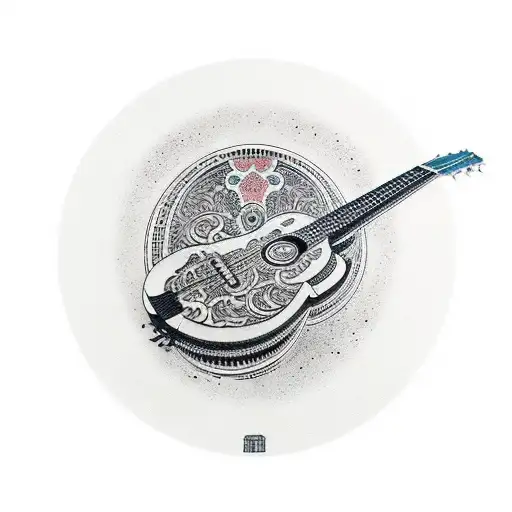 A Guitar Merging With A Vinyl Record