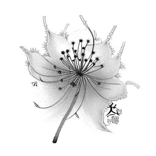 Spider Lily And Cherry Blossom Tree