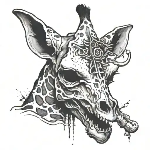 Giraffe Skull Grunge