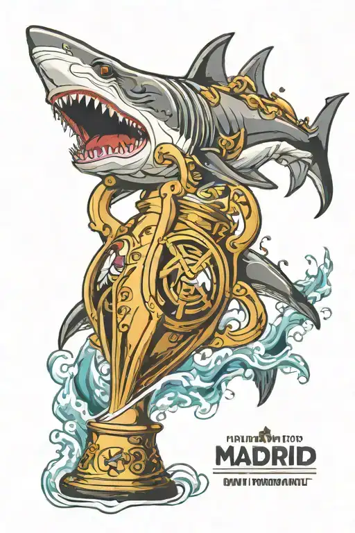 Real Madrid With Shark Eating Ucl Trophy