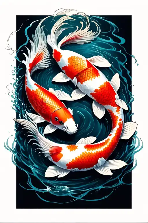 4 Koi Fish Swimming