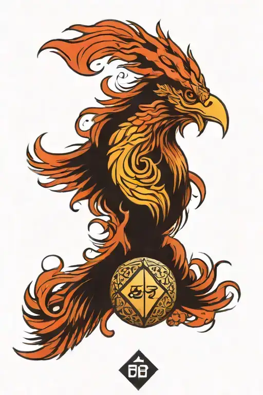 Phoenix Coming Out Of The 20 In A D20 Dice