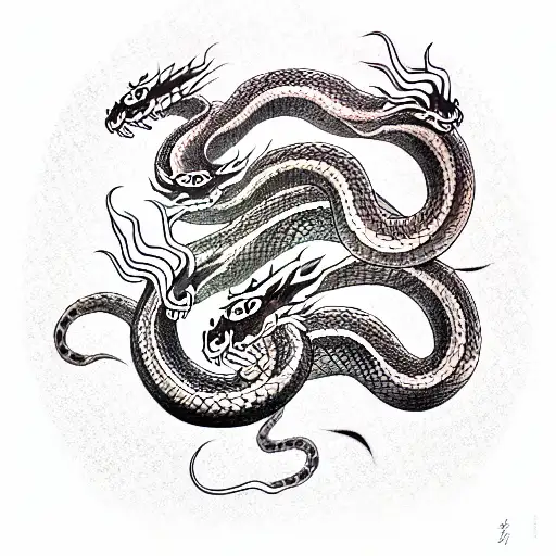Snake With Asian Dragon