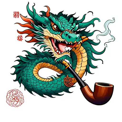 Japanese Dragon Smoking Pipe Halfsleeve