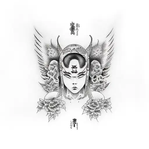 A Hauntingly Beautiful Portrayal Of A Fallen Angel In Dotwork Style