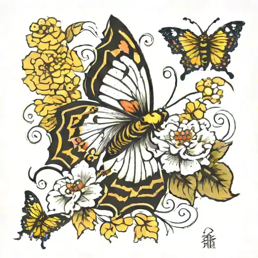 Butterfly And Bee