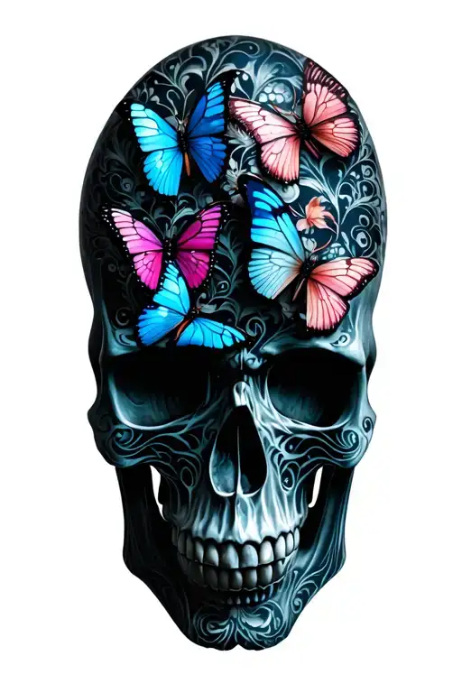 Skull Covered In Butterflies