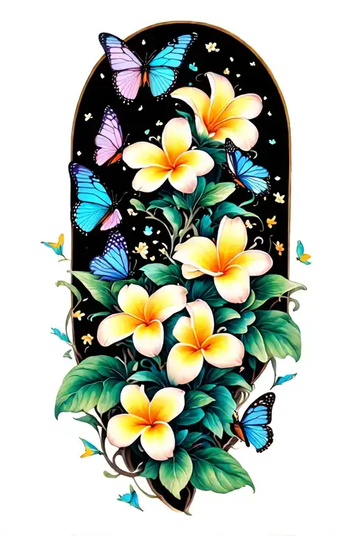 Plumerias Scattering Into Butterflies Flying Away