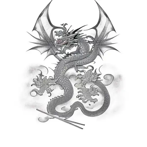 Dragon Wrapped Around Katana