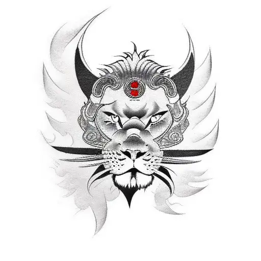 Full Back Samurai And Lion