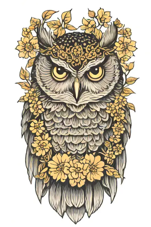 Owl Wearing Wildflower Crown