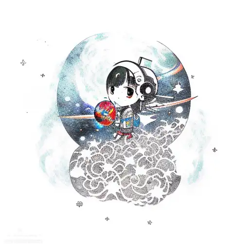 Anime Character Exploring Outer Space