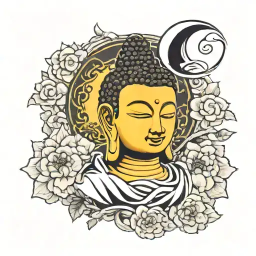 Buddha And Waning Moon