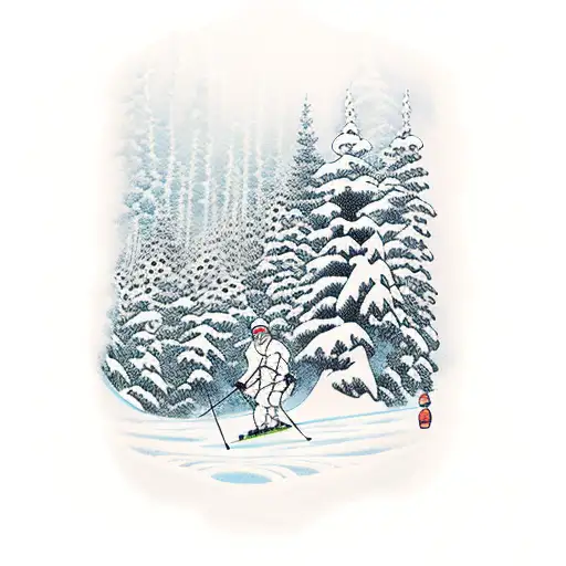 Skier In Snowy Forest