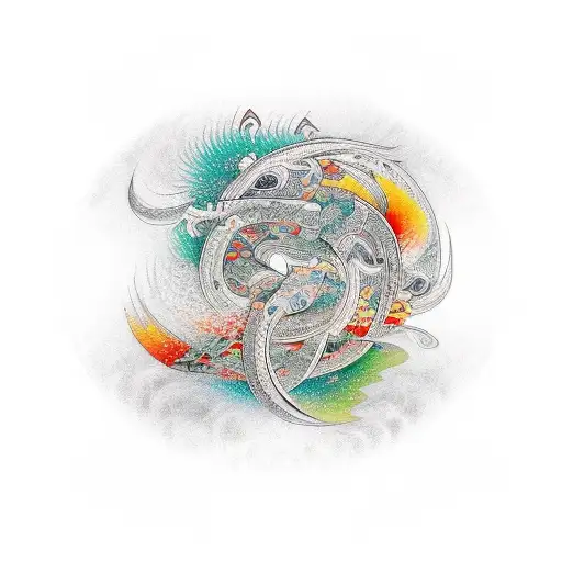 An Abstract Representation Of Zen Painting With Flowing Strokes