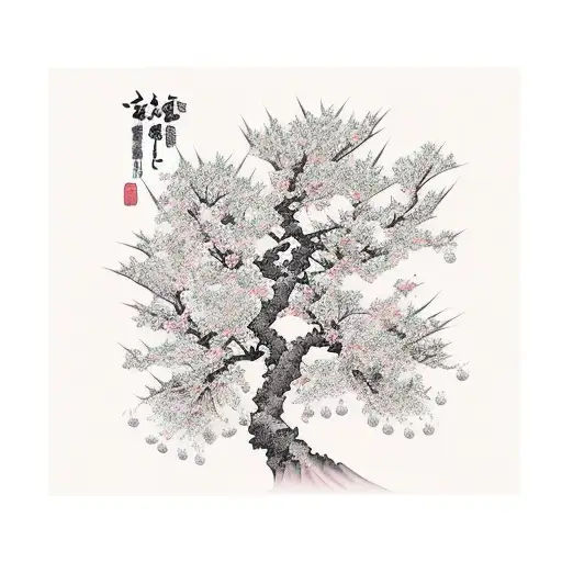 Cherry Tree On Hill Inside Frame