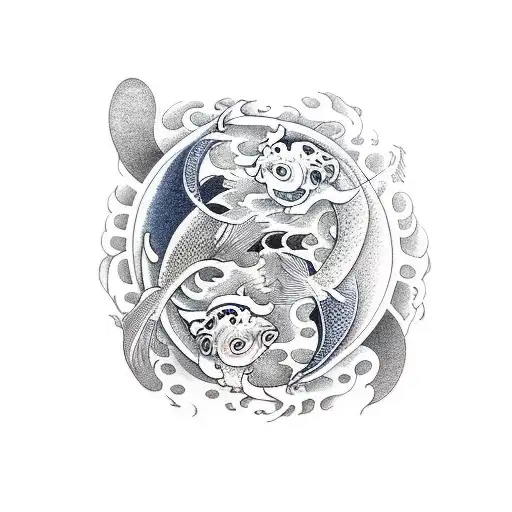 Koi Fish Moon Ying Yang
