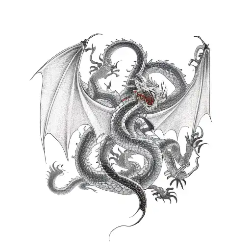 A Dragon Viper Entwined With A Yamata No Orochi In A Fierce Battle