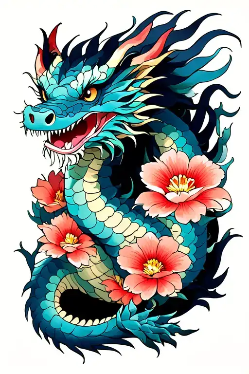 Spirited Away Anime Dragon With Flowers
