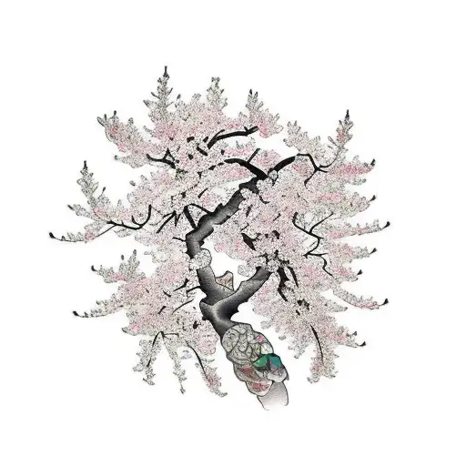 Cherry Blossom Tree Forearm Tattoo With Cherry Blossoms Falling From The Branches