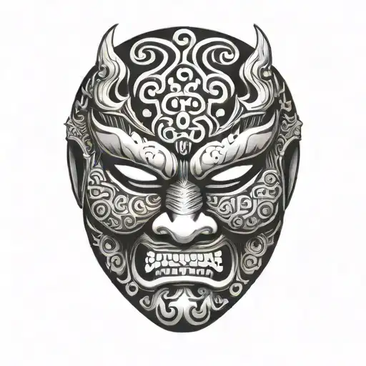 Sketch Of A Japanese Mask