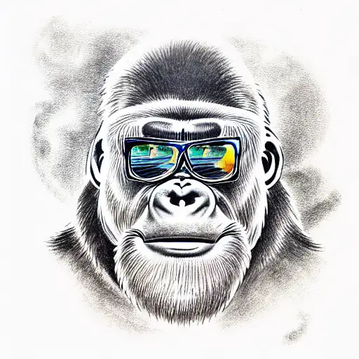 Gorilla In Sunglasses With A Cigar In His Mouth