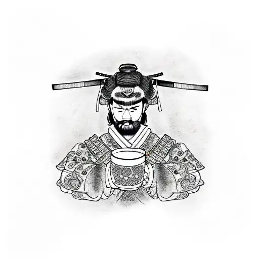 Samurai With Sake In Hand