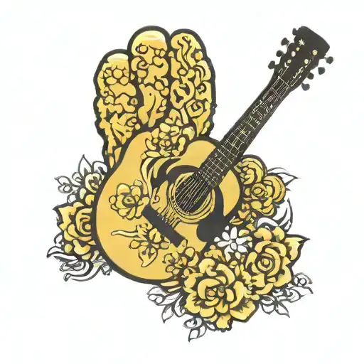 Golden Doodle Paw Print With Guitar Inside Of It