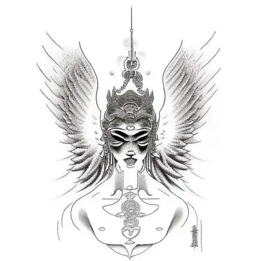 Angel Falling With Roman Numerals Surround