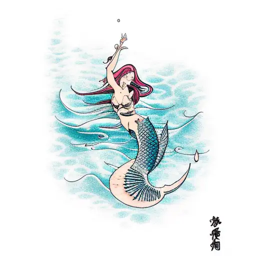 A Graceful Mermaid Swimming Alongside A Diver
