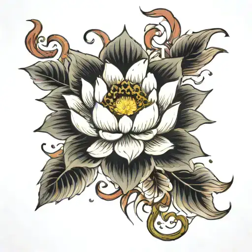 Chest Tattoo Of Lotus Flower On Dark Brown Skin