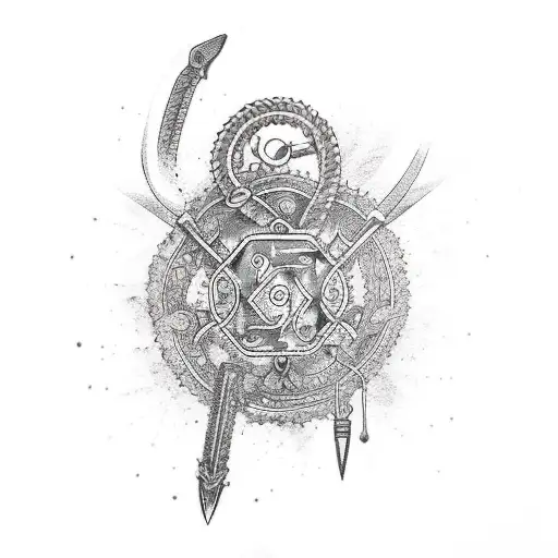 Broken Chain Wrapped Around Forearm With Kunai Dagger Attached Near The Bottom Of Wrist